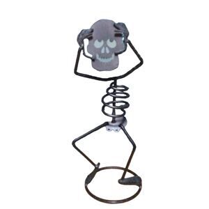 Partylite Retired Mr. Bones Metal Candle Holder Skeleton Skull Halloween Vintage